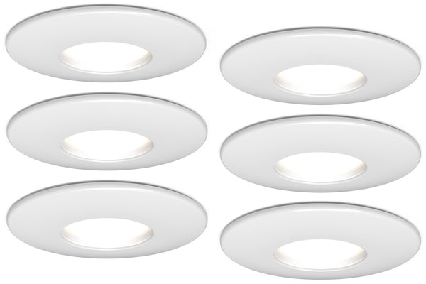 4lite IP20 GU10 Fire-Rated Downlight - Matte White, Pack of 6