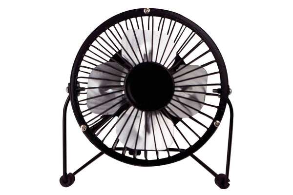 Status Portable USB Powered 4" Desk Mini Fan - Black Metal