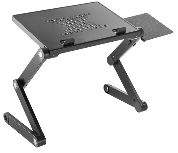 ProperAV Sit or Stand Up Laptop Workstation with Mouse Pad Side Mount - Black
