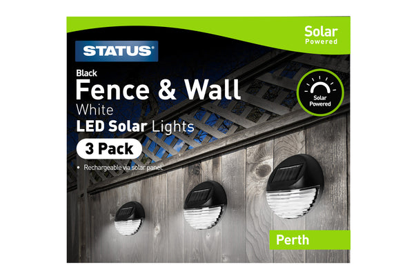 Status Solar LED Wall & Fence Lights - Pack of 3