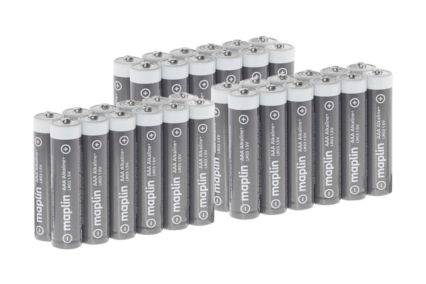 Maplin 36x AAA LR03 1.5V Alkaline Batteries 7 Year Shelf Life High Performance