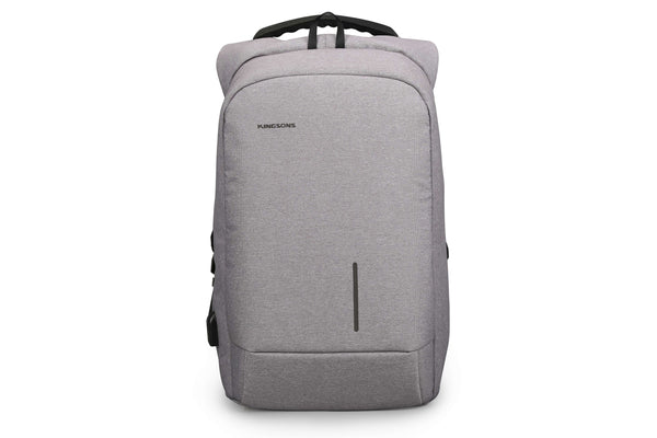 Kingsons Anti Theft Smart USB Series 15.6" Laptop Backpack - Light Grey