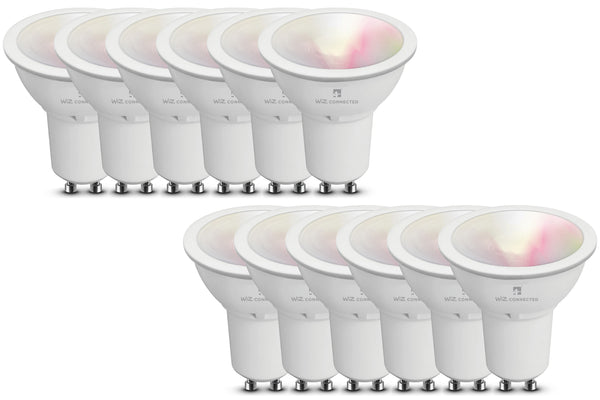 4lite Wiz Connected Dimmable Multicolour WiFi LED Smart Bulb - GU10, Pack of 12