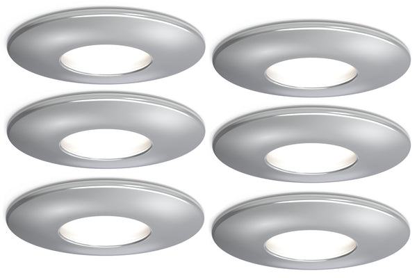 4lite IP65 GU10 Fire-Rated Downlight - Chrome, Pack of 6