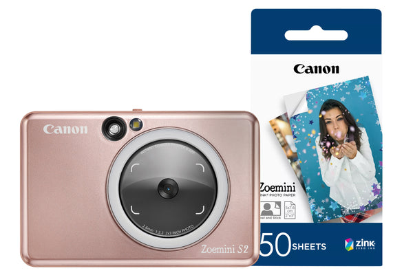 Canon Zoemini S2 Pocket Size 2-in-1 Instant Camera Printer with Extra 50 Shots - Rose Gold