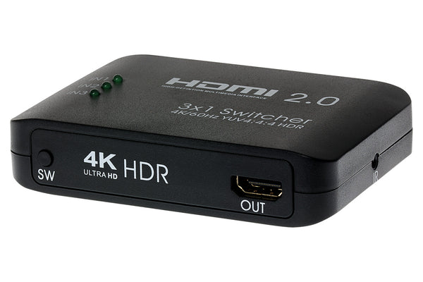 MPS HDMI Switch 3 Ports In 1 Port Out Ultra HD 4K@60Hz with Remote Control