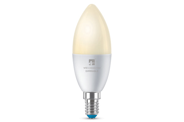 4lite WiZ Connected C37 Candle Dimmable Warm White WiFi LED Smart Bulb - E14 Small Screw