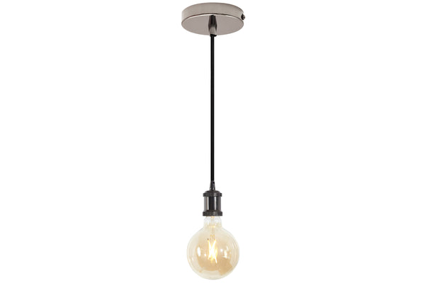 4lite WiZ Connected Decorative Single Lighting Pendant with G125 Amber Coated Filament LED Smart Bulb - Blackened Silver