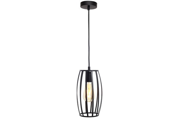 4lite WiZ Connected Decorative Pear Cage Lighting Pendant with ST64 Amber Coated Filament LED Smart Bulb - Black