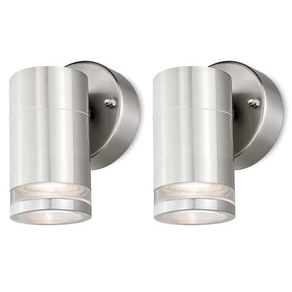 4lite Marinus GU10 Single Direction Outdoor Wall Light without PIR - Stainless Steel, Pack of 2