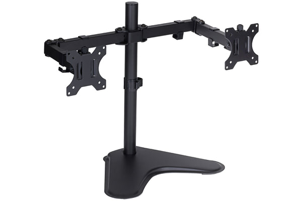 ProperAV Dual Swing Arm Desk PC Monitor Mount Free Standing Base 17"- 32" VESA Max 100x100