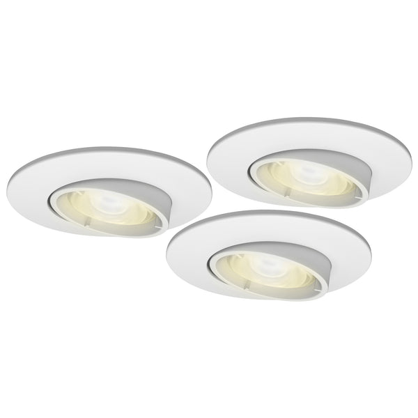 4lite WiZ Connected Fire-Rated IP20 GU10 Smart Adjustable LED Downlight - Matte White, Pack of 3