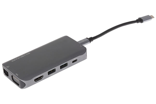 Nikkai USB-C Multiport Hub 3x USB-A 3.0 / HDMI 4K / Gigabit RJ45 / VGA / USB-C PD / 3.5mm Audio / SD Card Reader
