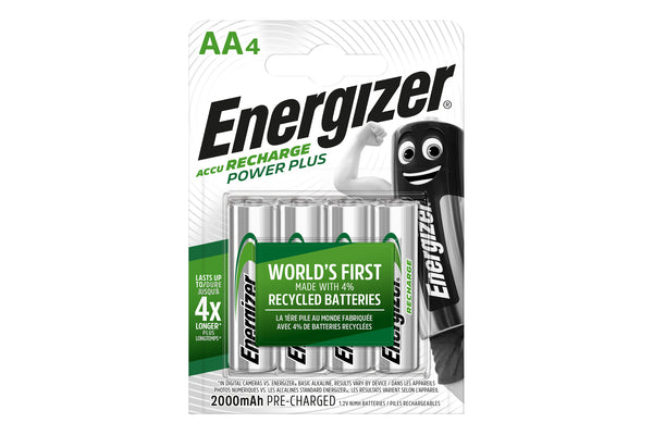 Energizer AA 2000mAh Power Plus Rechargeable Batteries - Pack of 4