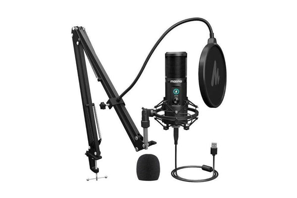 Maono USB Professional Cardioid Microphone with Boom Arm Kit 24Bit Pop Filter