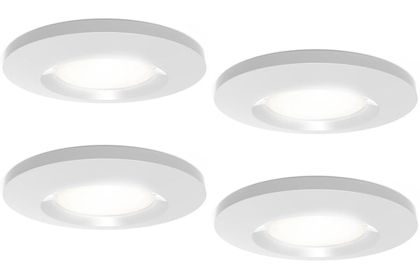 4lite IP65 3000K/4000K/6000K Dimmable LED Fire-Rated Downlight with 3 Colour Bezels - Pack of 4