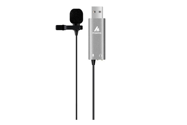 Maono Lavalier USB-A Omnidirectional Electret Condenser Microphone with 3.5mm Headphone Jack