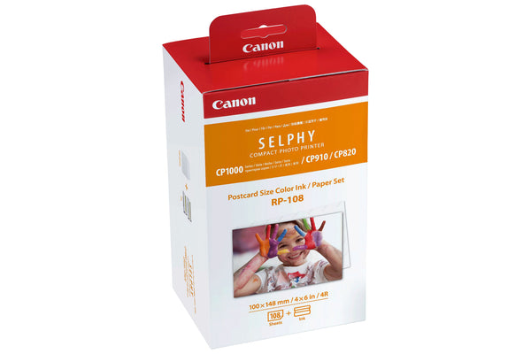 Canon RP-108IN Ink/Paper for Selphy CP Printers (108x 4" x 6" Postcard Size)