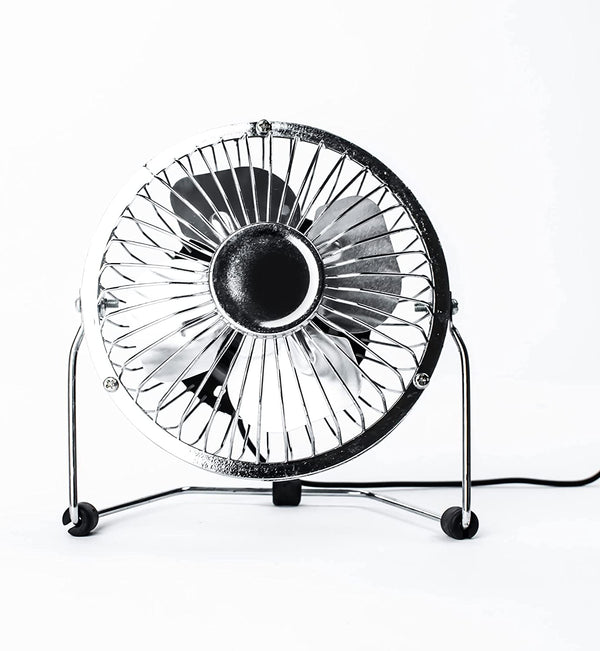 Status Portable USB Powered 4" Desk Mini Fan - Chrome Finish