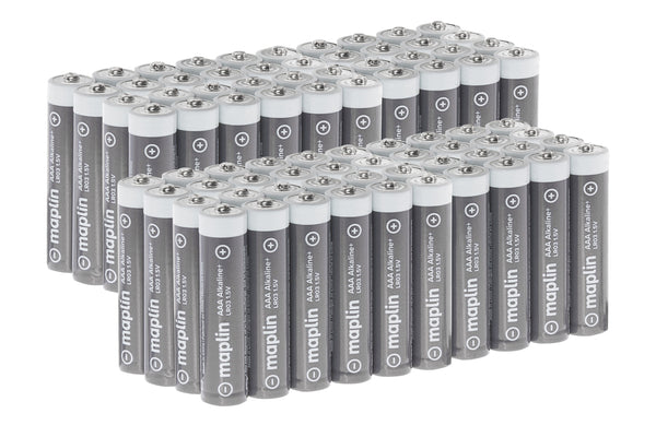Maplin 80x AAA LR03 1.5V Alkaline Batteries 7 Year Shelf Life High Performance