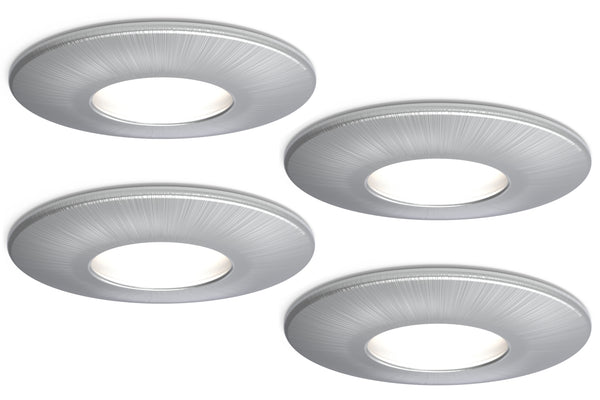 4lite IP65 GU10 Fire-Rated Downlight - Satin Chrome, Pack of 4