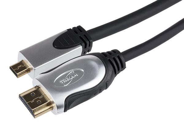 Maplin HDMI-A to Micro HDMI-D 4K 30Hz Cable with Ethernet & Gold Connectors - Black, 3m
