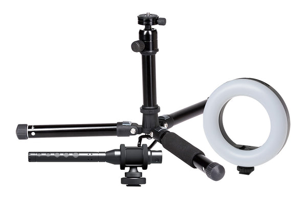 ProSound Vlogger Kit 2 with Portable Mid Size Tripod, LED Ring Light & Shotgun Microphone