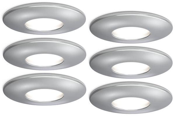 4lite IP20 GU10 Fire-Rated Downlight - Chrome, Pack of 6