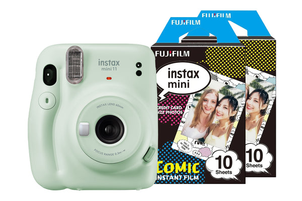 Fujifilm Instax Mini 11 Instant Camera with 20 Shot Comic Strip Film Pack - Pastel Green