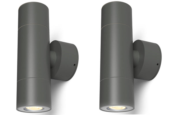 4lite GU10 Die-Cast Aluminium Bi-Directional Outdoor Wall Light - Pack of 2