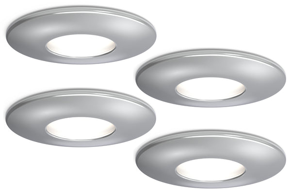 4lite IP20 GU10 Fire-Rated Downlight - Chrome, Pack of 4
