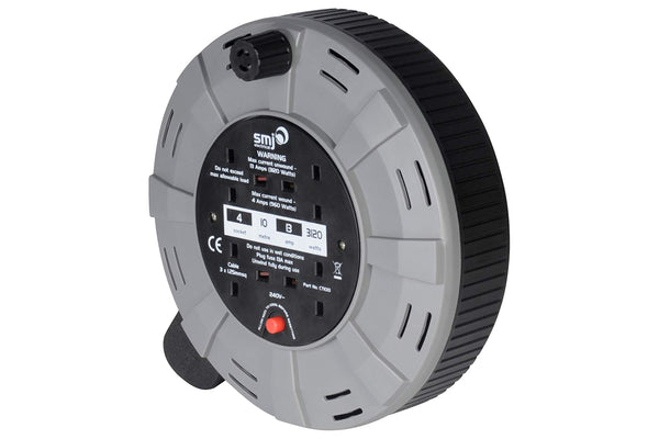 SMJ Electrical 10m 4 Socket 13A Easy-Wind Cassette Extension Lead Cable Reel
