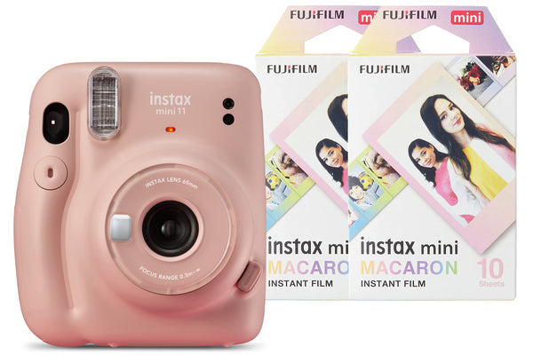 Fujifilm Instax Mini 11 Instant Camera with 20 Shot Macaron Film Pack - Blush Pink