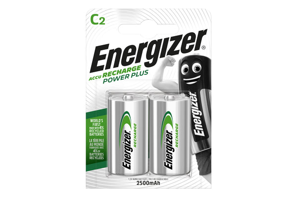 Energizer C Size 2500mAh Recharge Power Plus Batteries - Pack of 2