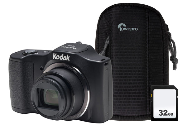Kodak PIXPRO FZ152 16MP 15x Zoom Compact Camera with 32GB SD Card & Case - Black