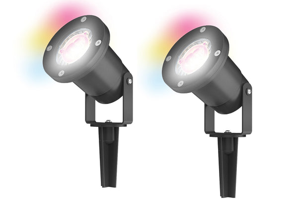 4lite WiZ Connected Outdoor IP65 Multicolour GU10 Smart LED Spike Light - Pack of 2