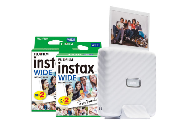 Fujifilm Instax Link Wide Printer with 40 Shot Pack - Ash White