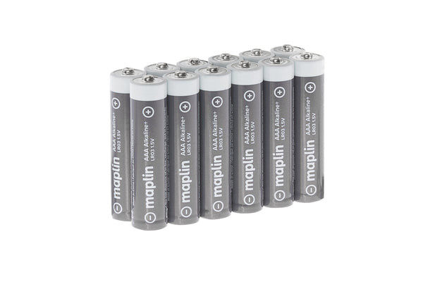 Maplin 12x AAA LR03 1.5V Alkaline Batteries 7 Year Shelf Life High Performance