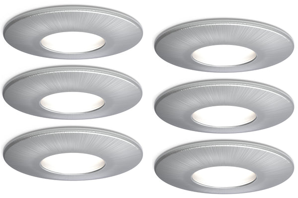 4lite IP65 GU10 Fire-Rated Downlight - Satin Chrome, Pack of 6