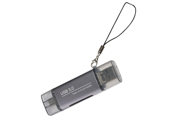 Nikkai USB-C & USB-A 3.0 SD / MicroSD Card Reader - Silver