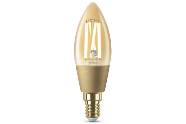 4lite WiZ Connected C35 Candle Filament Amber WiFi LED Smart Bulb - E14 Small Screw