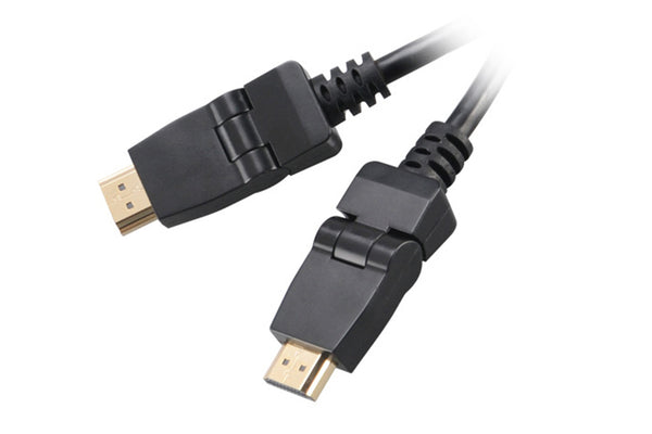 Maplin Swivel Head HDMI to HDMI 4K Ultra HD Cable with Ethernet & Gold Connectors - Black, 2m