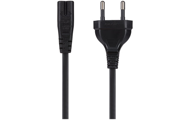 Maplin Power Lead IEC C7 Fig 8 2pin plug to Euro 2 pin Plug 2m (Not fused)