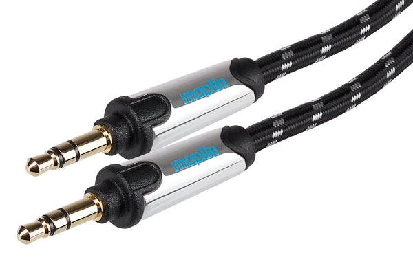 Maplin Pro 3.5mm Aux Stereo 3 Pole Jack Plug to 3.5mm Jack Plug Cable Braided 1.5m