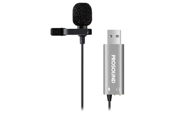 ProSound Lavalier USB Microphone Omnidirectional Electret Condenser with 3.5mm Audio socket