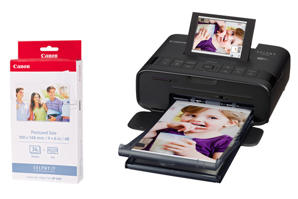 Canon SELPHY CP1300 WirelessPhoto Printer including KP-36IP Ink Paper Set for 36 Photos - Black