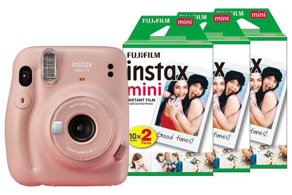 Fujifilm Instax Mini 11 Instant Camera with 60 Shot Film Pack - Blush Pink