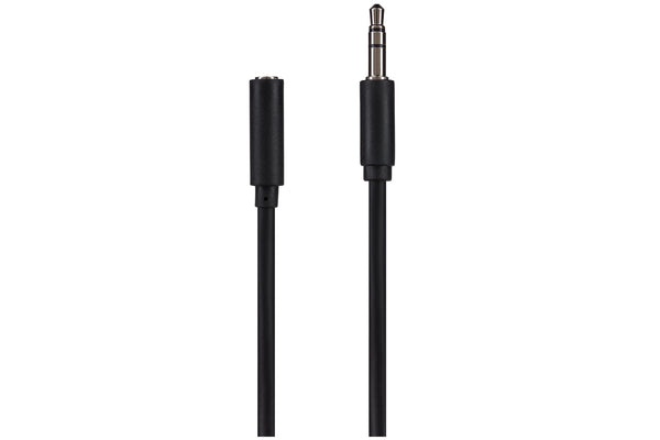 Maplin 3.5mm Aux Stereo 3 Pole TRS Jack Plug to 3.5mm Female Jack Plug Extension Cable - Black, 5m