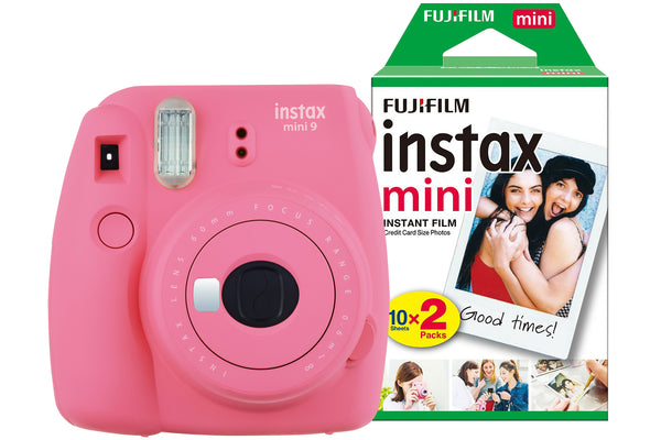 Fujifilm Instax Mini 9 Instant Camera with 20 Shot Pack - Flamingo Pink