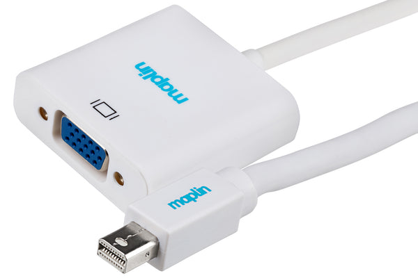 Maplin Mini DisplayPort to VGA Female Adapter - White, 23cm